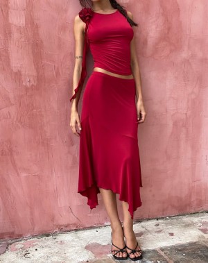 Motel Rocks Cinta Low Rise Midi Röcke Damen Rot | CZL5568WG