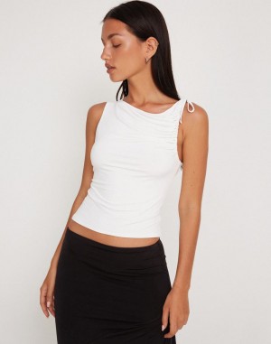 Motel Rocks Hagne Crop Top Weste Damen Weiß | LSL3165IL