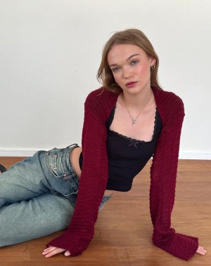 Motel Rocks Nobila Gestrickt Shrug Pullover Damen Rot | ZVU1121VL