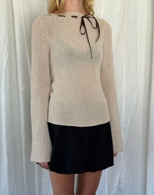 Motel Rocks Valorie Knit Pullover Damen Beige | LLK9544PO