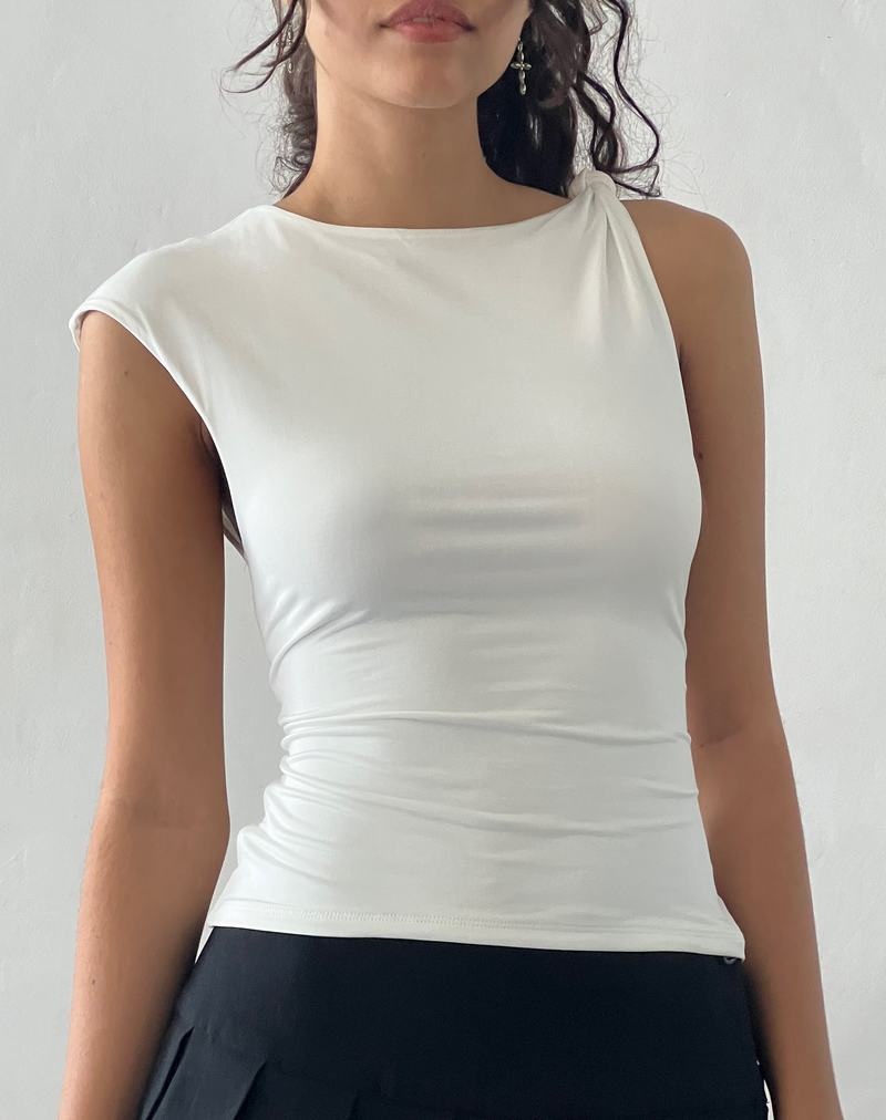 Motel Rocks Cambrie Asymmetric Ärmellose Top Weste Damen Weiß | IHJ2573CJ