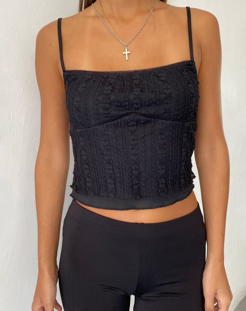 Motel Rocks Deska Cami Tanktop Damen Schwarz | NSU9187CM