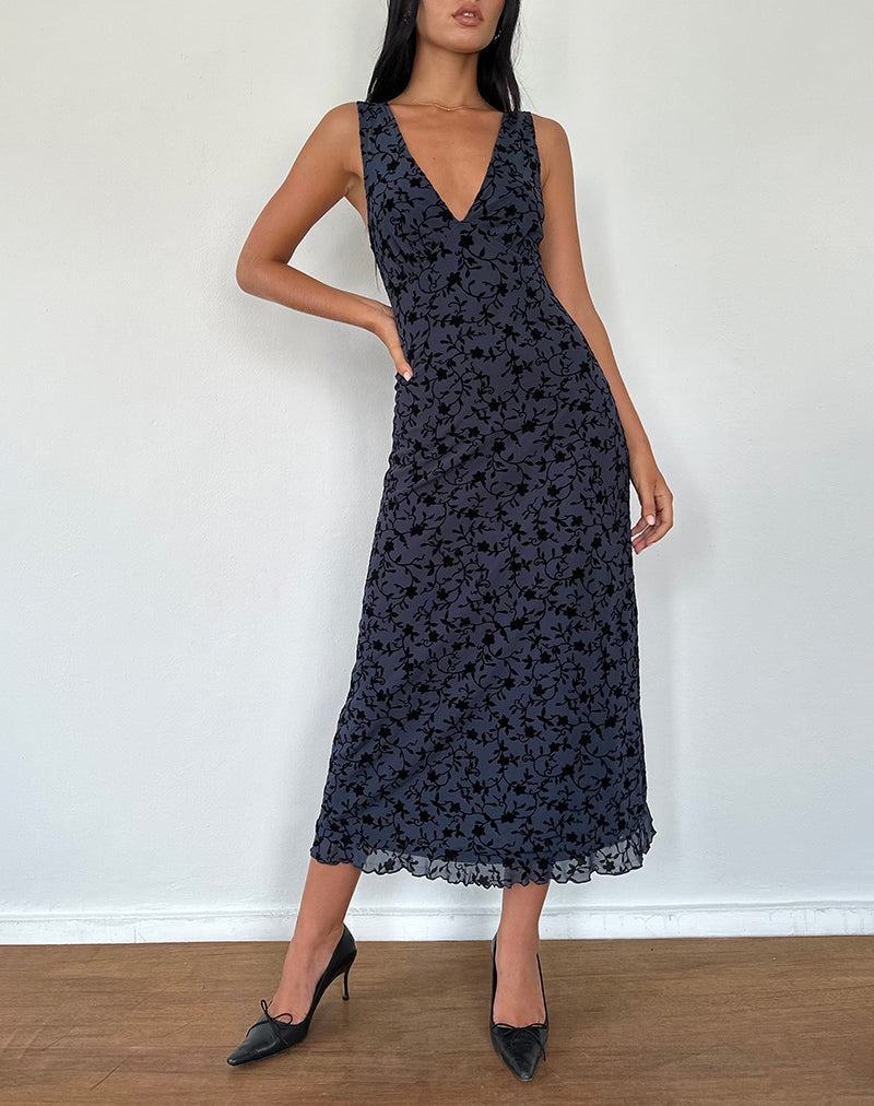 Motel Rocks Gabriela Midi-kleid Damen Navy | YIC853KV