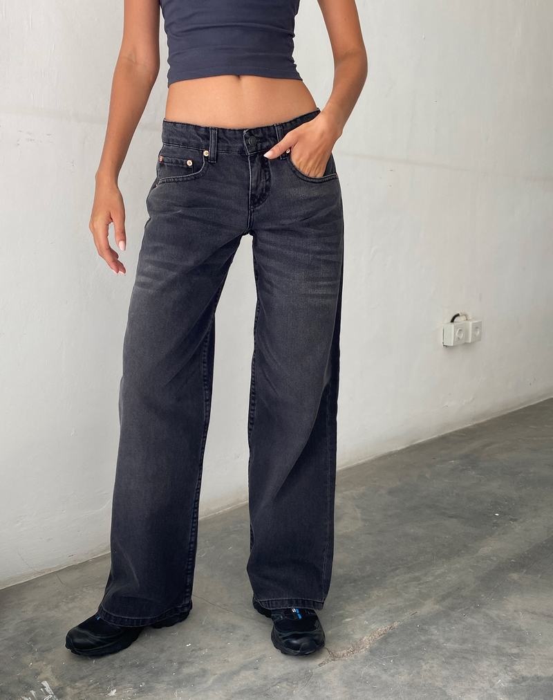 Motel Rocks Low Rise Parallel Jeans Damen Schwarz | OFW5437IJ