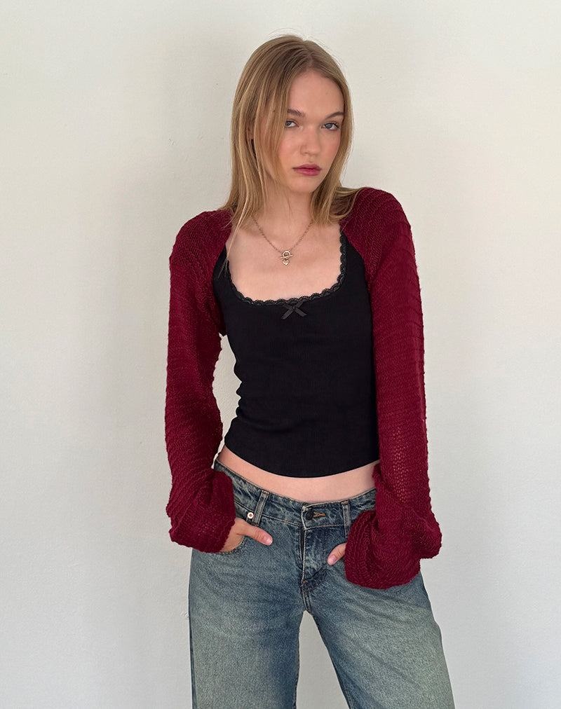 Motel Rocks Nobila Gestrickt Shrug Pullover Damen Rot | ZVU1121VL