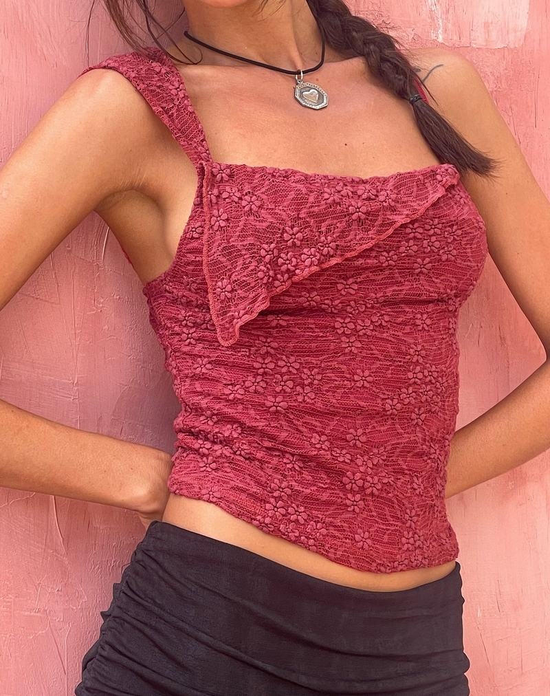 Motel Rocks Sambu Spitze Cami Tanktop Damen Rot | FEJ4481JK